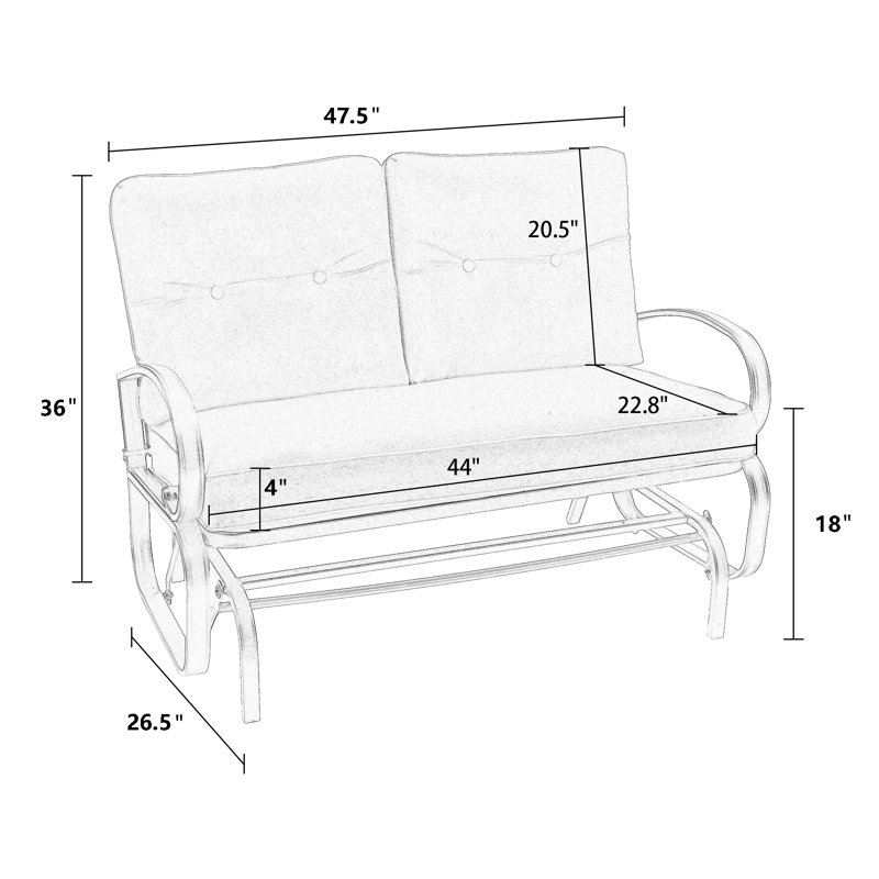 Lark Manor Outdoor Hurtt Gliding Metal Bench with Cushions & Reviews Wayfair
